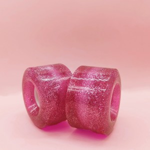 Kundenspezifische Quad-Skate-Räder transparentes PU-Material Glitter-Pulver mit LED